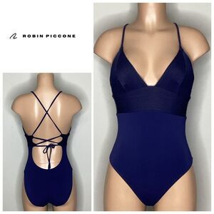 New Robin Piccone navy one piece. Size 12. Retails $178.